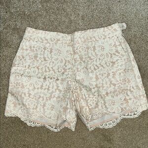 Lace Overlay Shorts in Cream and Pink